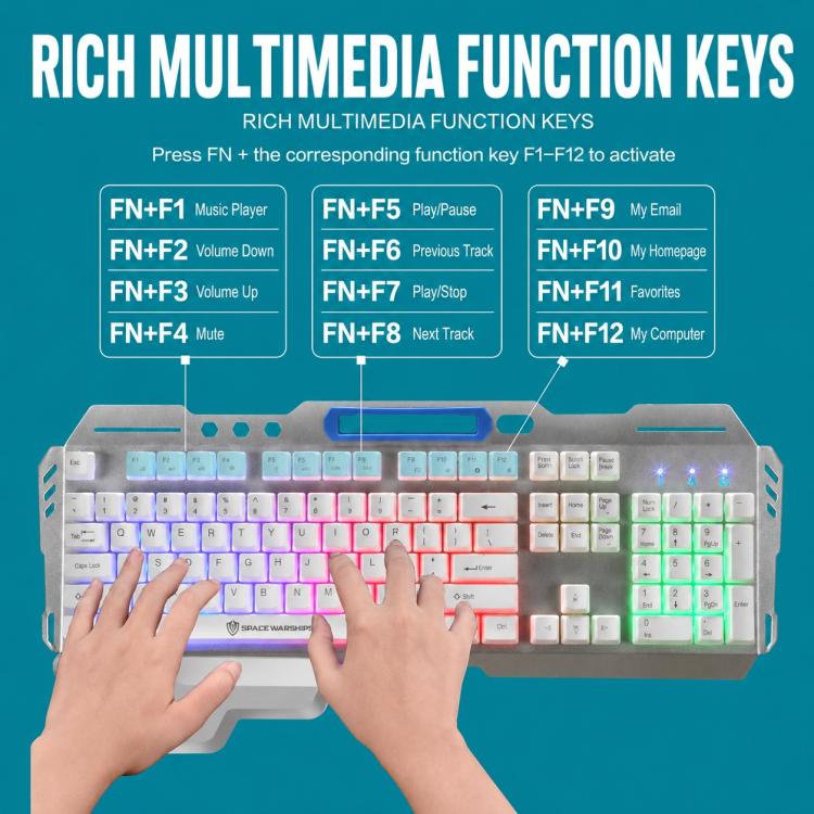 SHIPADOO GK70 Tastiera gaming RGB traslucida cablata