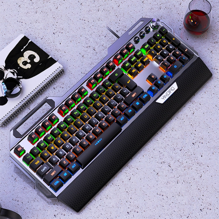 Tastiera cablata da gioco meccanica in metallo USB YINDIAO K100, albero azzurro misto