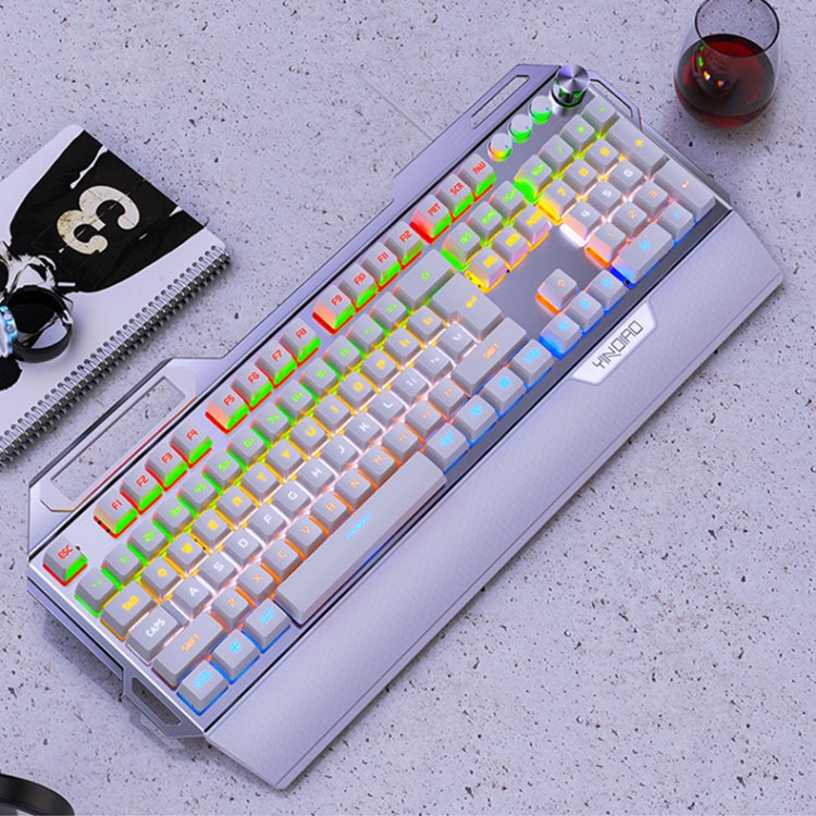 Tastiera cablata da gioco meccanica in metallo USB YINDIAO K100, albero azzurro misto