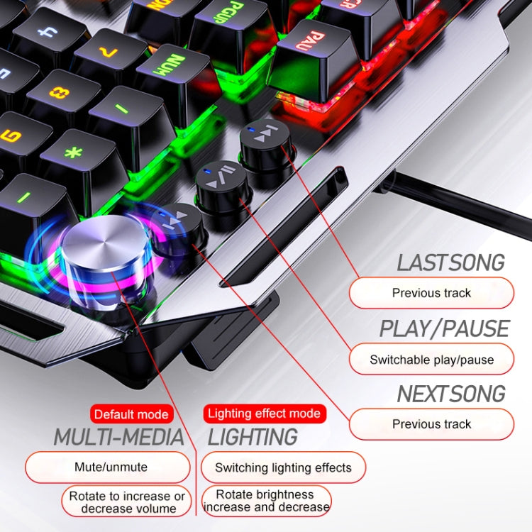 Tastiera cablata da gioco meccanica in metallo USB YINDIAO K100, albero azzurro misto