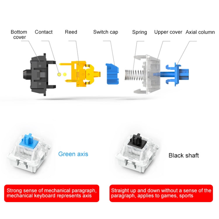 YINDIAO Tasti quadrati classici Tastiera cablata da gioco meccanica USB a luce mista, albero blu, Square Keys,Blue Shaft (Black), Square Keys,Blue Shaft (White)