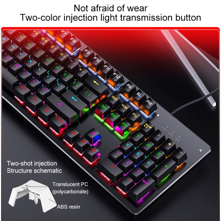 YINDIAO Tasti quadrati classici Tastiera cablata da gioco meccanica USB a luce mista, albero blu, Square Keys,Blue Shaft (Black), Square Keys,Blue Shaft (White)