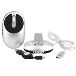 Mouse ottico wireless ricaricabile MZ-012 2.4G 1200 DPI con HUB USB a 3 porte/dock di ricarica
