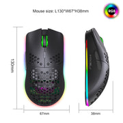 Mouse wireless da gioco programmabile con illuminazione colorata HXSJ T66 a 7 tasti, T66(White), T66(Black)