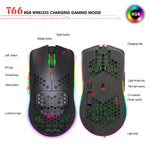 Mouse wireless da gioco programmabile con illuminazione colorata HXSJ T66 a 7 tasti, T66(White), T66(Black)