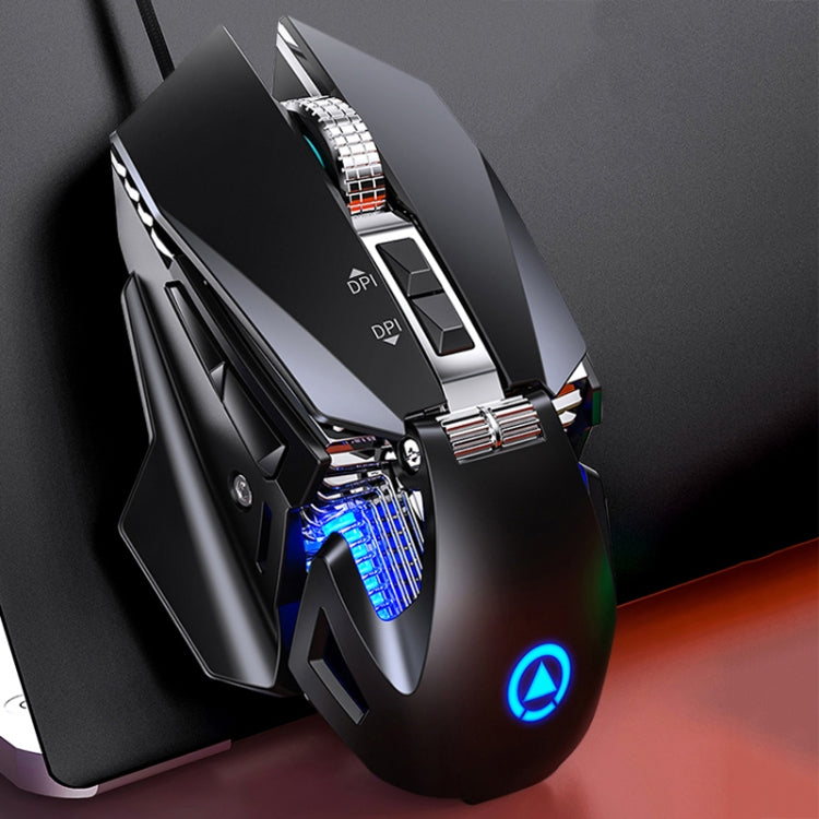 YINDIAO G10 7200 DPI 7 modalità regolabili 7 tasti RGB luce cablata metallo meccanico hard core mouse macro, stile: versione audio