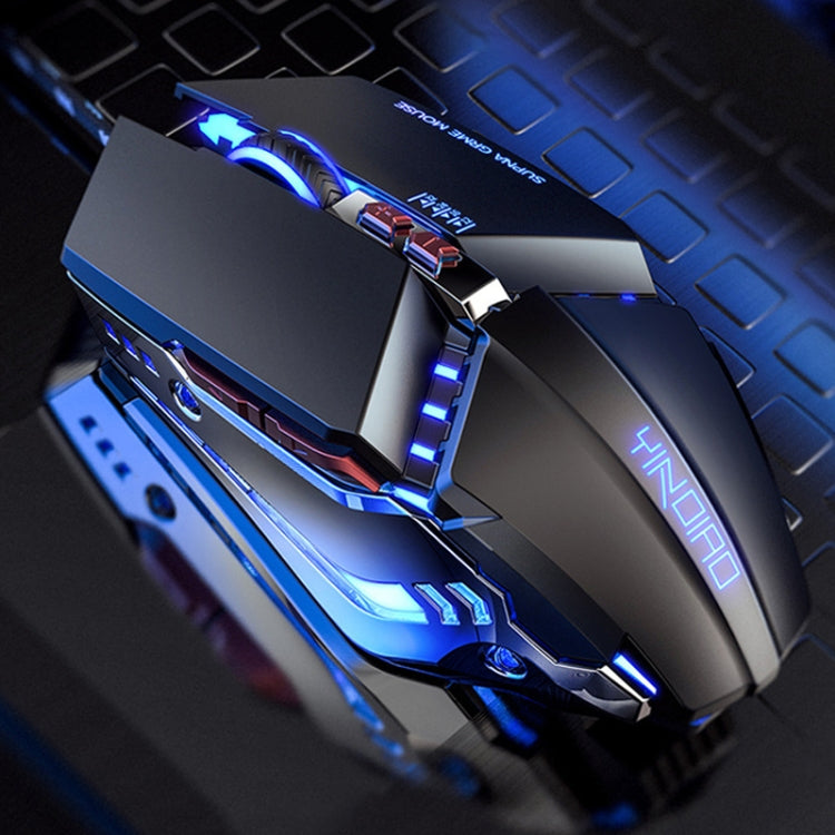YINDIAO 3200 DPI 4 modalità regolabili 7 tasti RGB con luce cablata meccanica con nucleo rigido in metallo, mouse macro, stile: versione audio, Audio Version (Black)