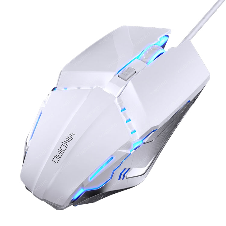 Mouse cablato meccanico muto USB da ufficio a 6 tasti YINDIAO, Mute Mouse(White)