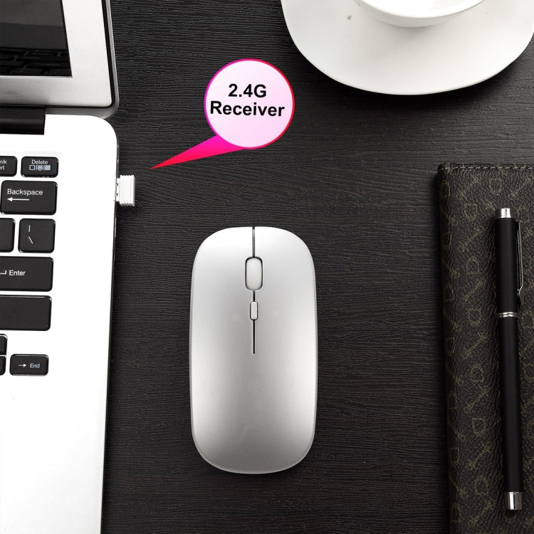 Mouse per PC notebook Bluetooth wireless a doppia modalità ultrasottile silenzioso ricaricabile HXSJ M90 da 2,4 GHz