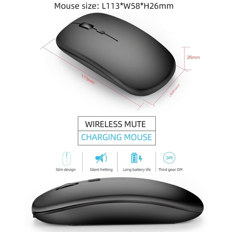 Mouse per PC notebook Bluetooth wireless a doppia modalità ultrasottile silenzioso ricaricabile HXSJ M90 da 2,4 GHz