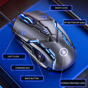 Mouse da gioco cablato silenzioso con luce RGB regolabile a 4 modalità YINDIAO G5 3200 DPI, G5 Silent Ver. Black, G5 Silent Ver. White