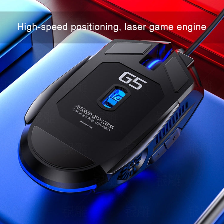 Mouse da gioco cablato silenzioso con luce RGB regolabile a 4 modalità YINDIAO G5 3200 DPI, G5 Silent Ver. Black, G5 Silent Ver. White
