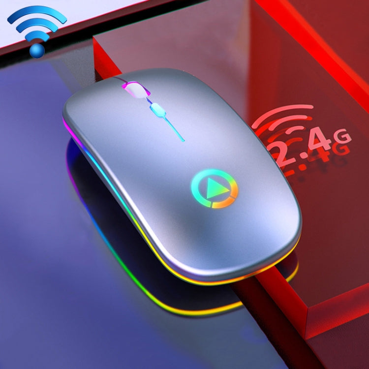 YINDIAO A2 BT3.0 + BT5.0 + 2.4GHz 1600DPI Mouse Bluetooth silenzioso wireless con luce RGB regolabile in 3 modalità, Bluetooth ver.