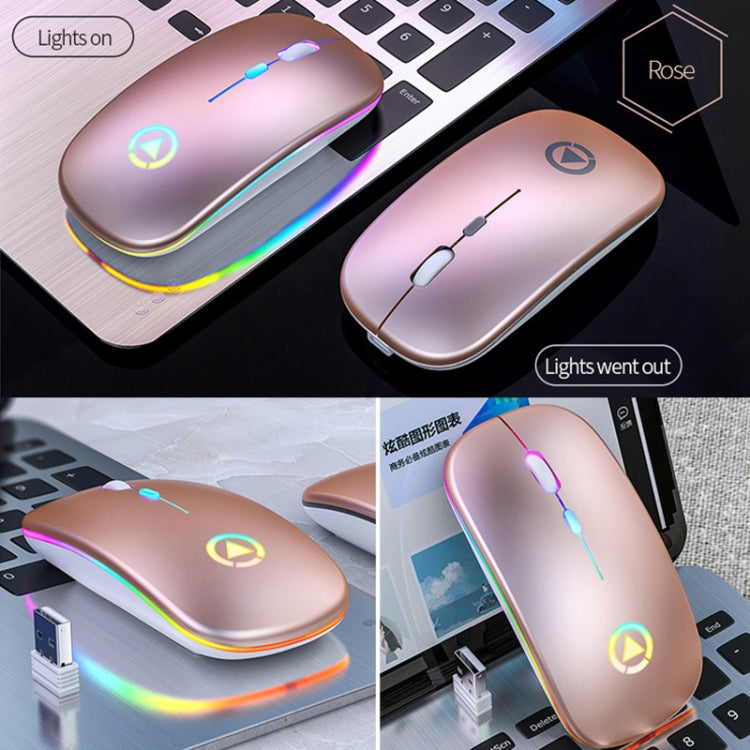 YINDIAO A2 BT3.0 + BT5.0 + 2.4GHz 1600DPI Mouse Bluetooth silenzioso wireless con luce RGB regolabile in 3 modalità, Bluetooth ver.