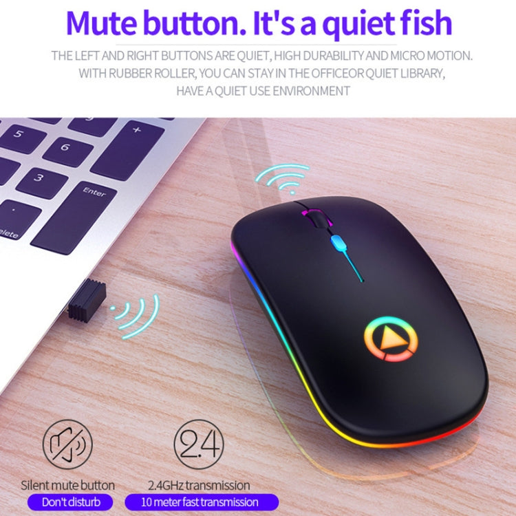 YINDIAO A2 BT3.0 + BT5.0 + 2.4GHz 1600DPI Mouse Bluetooth silenzioso wireless con luce RGB regolabile in 3 modalità, Bluetooth ver.