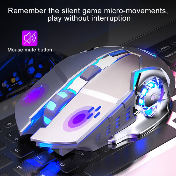 YINDIAO A4 2.4GHz 1600DPI Mouse da gioco silenzioso wireless ricaricabile regolabile in 3 modalità (Grigio Argento), Black Silver