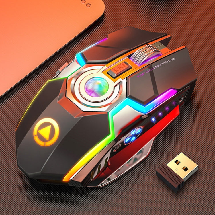YINDIAO A5 Mouse da gioco silenzioso wireless con luce RGB ricaricabile a 3 modalità da 2,4 GHz 1600 DPI
