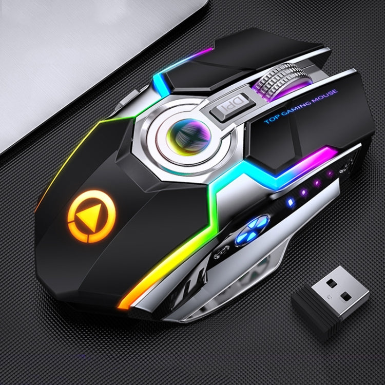 YINDIAO A5 Mouse da gioco silenzioso wireless con luce RGB ricaricabile a 3 modalità da 2,4 GHz 1600 DPI