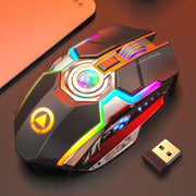 YINDIAO A5 Mouse da gioco silenzioso wireless con luce RGB ricaricabile a 3 modalità da 2,4 GHz 1600 DPI