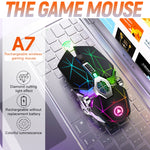 Mouse da gioco silenzioso wireless ricaricabile con luce RGB ricaricabile a 7 tasti YINDIAO A7 da 2,4 GHz 1600 DPI