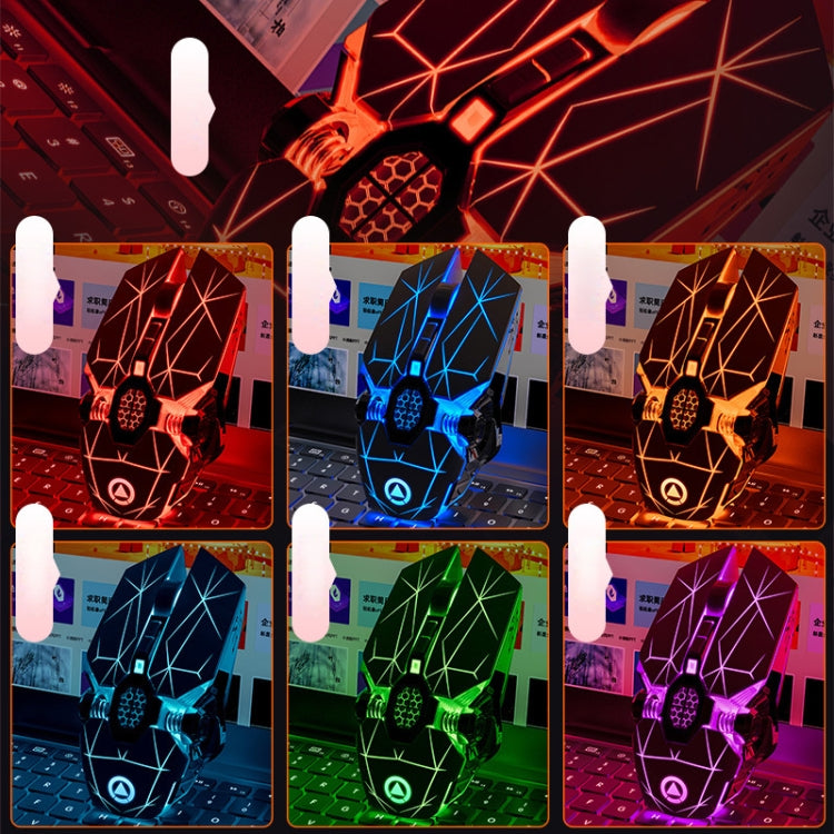 Mouse da gioco silenzioso wireless ricaricabile con luce RGB ricaricabile a 7 tasti YINDIAO A7 da 2,4 GHz 1600 DPI