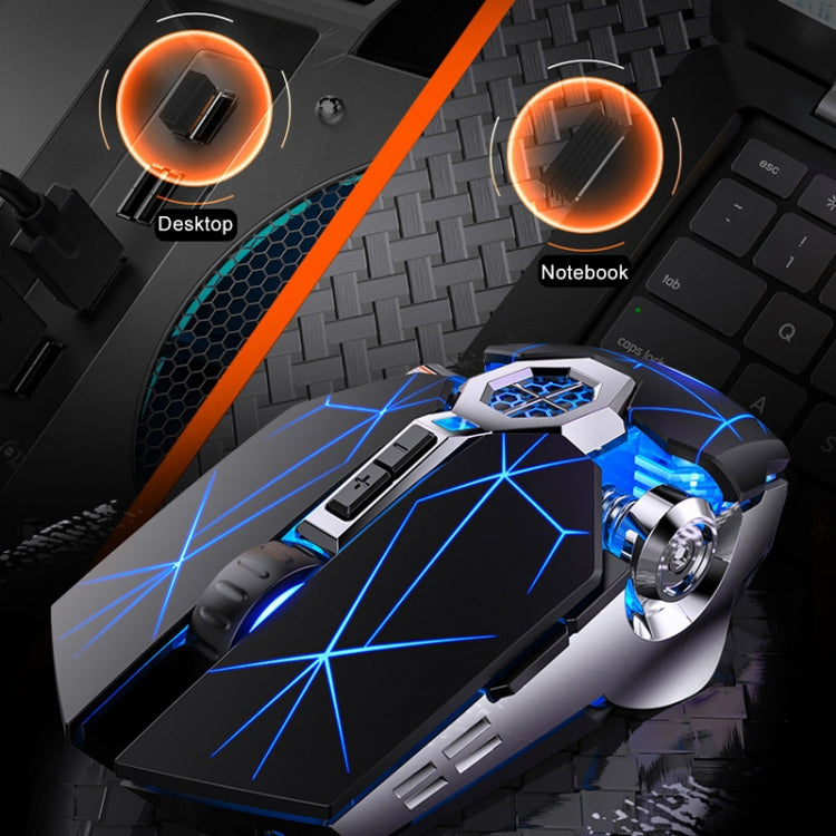 Mouse da gioco silenzioso wireless ricaricabile con luce RGB ricaricabile a 7 tasti YINDIAO A7 da 2,4 GHz 1600 DPI