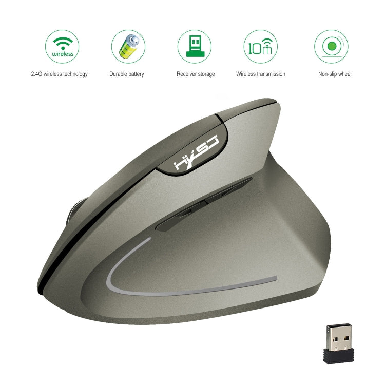 HXSJ T24 Mouse ergonomico verticale wireless a 6 pulsanti 2400 DPI 2.4G con ricevitore USB, 6 Buttons T24 Black, 6 Buttons T24 Grey