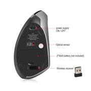 HXSJ T24 Mouse ergonomico verticale wireless a 6 pulsanti 2400 DPI 2.4G con ricevitore USB, 6 Buttons T24 Black, 6 Buttons T24 Grey