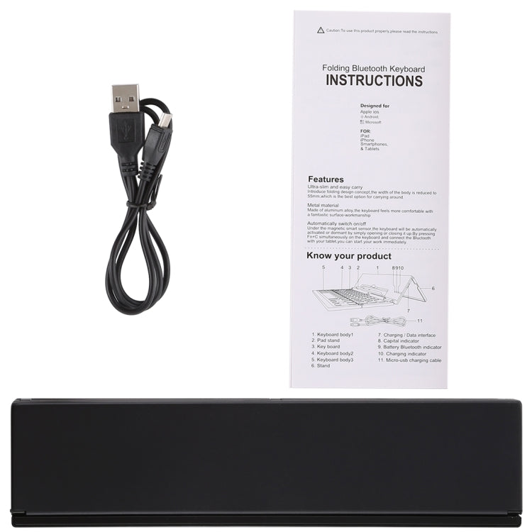 GK608 Tastiera Bluetooth V3.0 pieghevole ultrasottile, supporto integrato, supporto sistema Android / iOS / Windows, GK608 (Black), GK608 (Grey), GK608 (Gold)