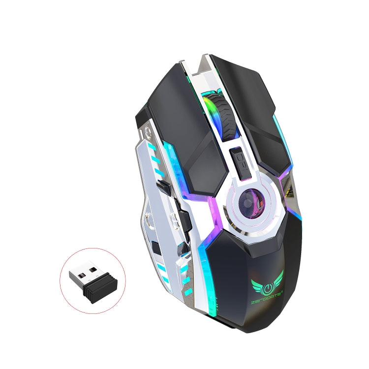 Mouse ottico wireless con retroilluminazione RGB regolabile a tre velocità ZERODATE T30 da 2,4 GHz 2400 DPI, T30 Black, T30 White