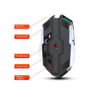 Mouse ottico wireless con retroilluminazione RGB regolabile a tre velocità ZERODATE T30 da 2,4 GHz 2400 DPI, T30 Black, T30 White