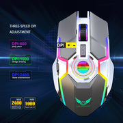 Mouse ottico wireless con retroilluminazione RGB regolabile a tre velocità ZERODATE T30 da 2,4 GHz 2400 DPI, T30 Black, T30 White