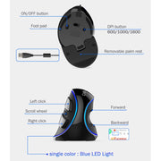 DELUX M618 Plus Mouse ottico cablato versione blu Mouse verticale ergonomico 1600 DPI, 1600DPI Wired