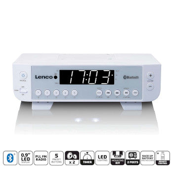 FM Kitchen Radio with Bluetooth® LED Lighting and Timer White