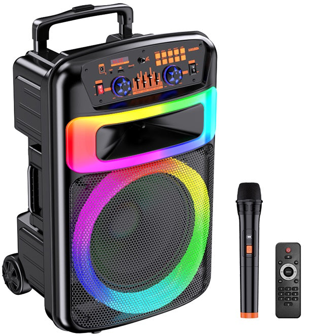 Cassa acustica portatile ricaricabile trolley 12" 40W Luce LED Bluetooth TWS/SD/USB KK-12101