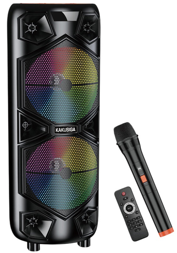 Cassa acustica ricaricabile con telecomando e microfono wireless 2x12" 60W KK-12202