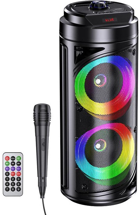 Cassa acustica ricaricabile Bluetooth/USB/AUX/Scheda SD con microfono 6.5"x2 20W KK-6201