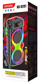Cassa acustica portatile ricaricabile 2x8" 30W Luce LED Bluetooth TWS/SD/USB KK-8201