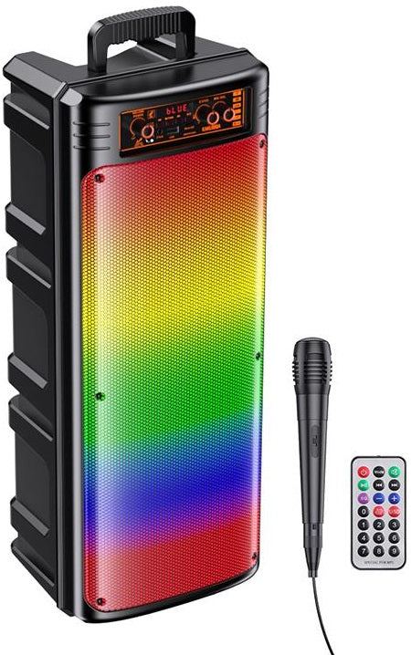Cassa acustica ricaricabile 2x8" 30W Bluetooth/USB/AUX/SD con microfono KK-8202