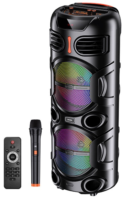 Cassa acustica portatile ricaricabile 2x8" 40W Luce LED Bluetooth/USB KK-8203