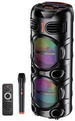 Cassa acustica portatile ricaricabile 2x8" 40W Luce LED Bluetooth/USB KK-8203