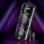 Cassa acustica portatile ricaricabile 2x8" 40W Luce LED Bluetooth/USB KK-8203