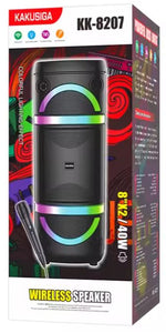 Cassa acustica ricaricabile 2x8" 40W luci LED Bluetooth/FM/USB KK-8207 KK-8207
