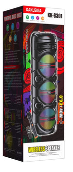 Cassa acustica portatile con tracolla 3x8" 40W Luce LED Bluetooth/Radio/USB KK-8301