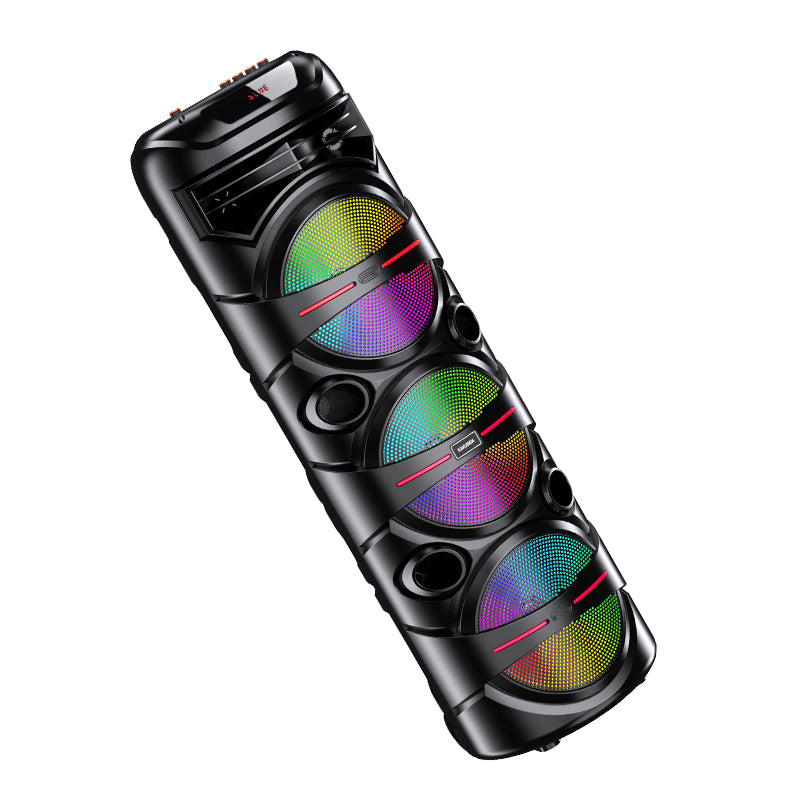 Cassa acustica portatile con tracolla 3x8" 40W Luce LED Bluetooth/Radio/USB KK-8301