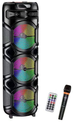 Cassa acustica ricaricabile con telecomando e microfono wireless 3x8" 40W KK-8303  6921042153322
