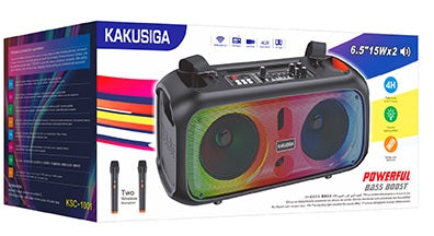 Cassa acustica portatile con tracolla 2x6.5" 30W Luce LED Bluetooth/Radio/USB KSC-1001