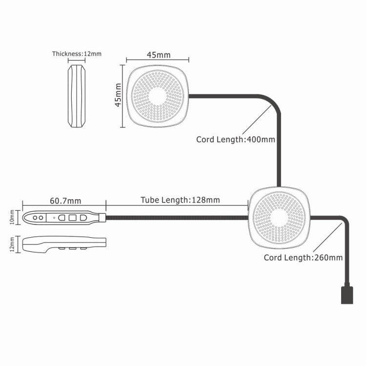 T2 Bluetooth V5.0 5V Motorcycle Riding Helmet Headset with Anti-Interference Microphone