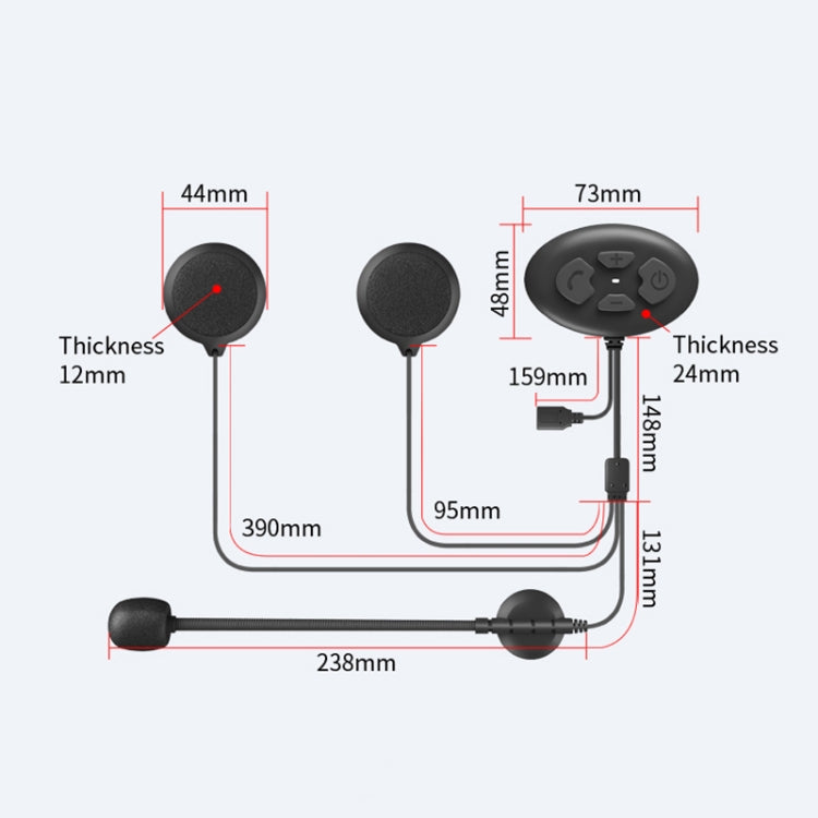 Dier DK12 800m Casco Auricolare Bluetooth senza fili 5.0 Impermeabile Doppio Auricolare per chiamata moto con funzione interfono, DK12