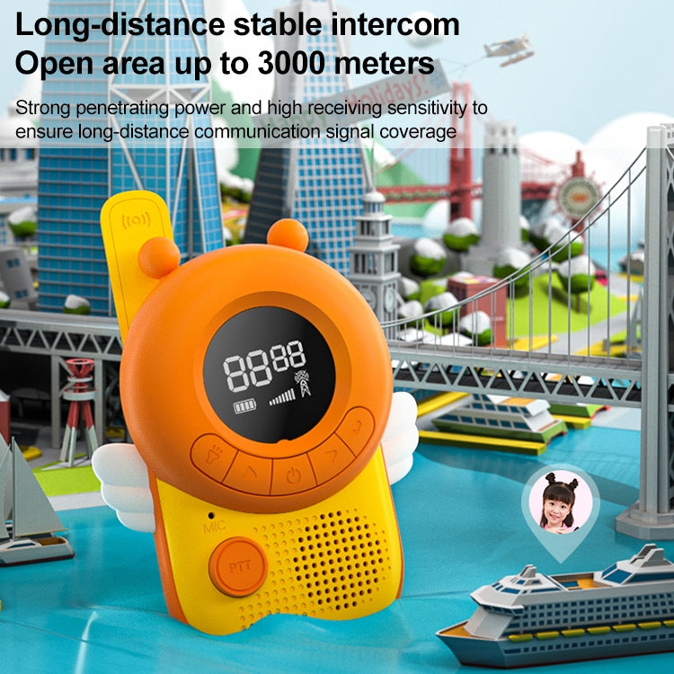 adj-847 Cartoon Bee Shape Children's Walkie Talkie 3km Wireless Call Outdoor Parent-Child Interactive Toy with Flashlight and Anti-Lost Lanyard